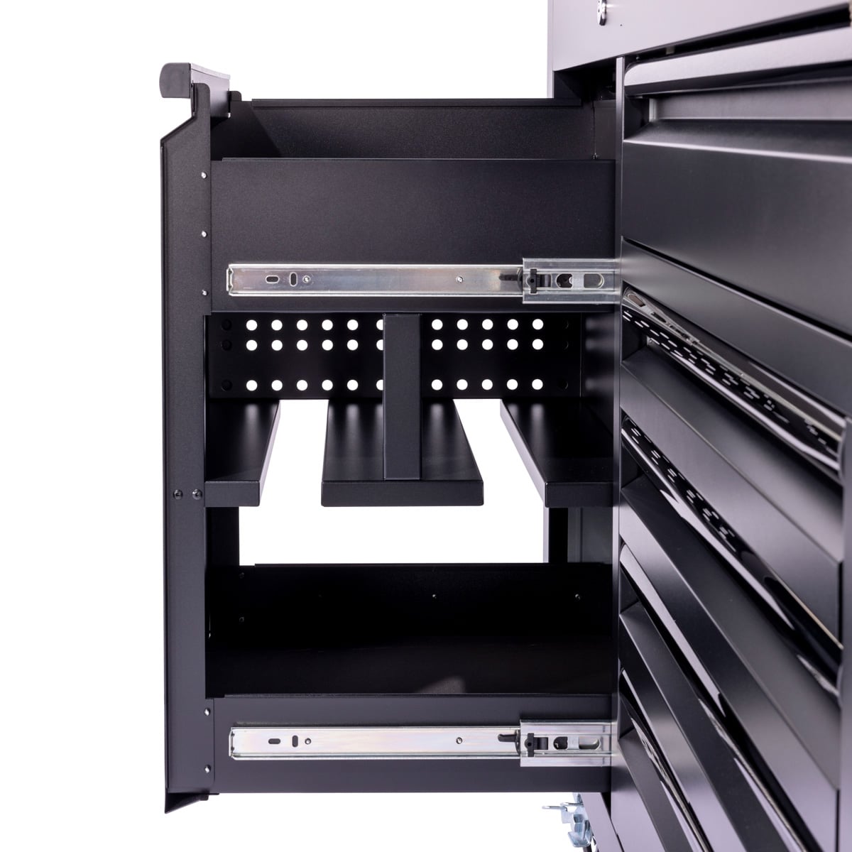 SGS 61in 9 Drawer Tool Chest | Split Stainless Steel Lift-Up Worktop | Black